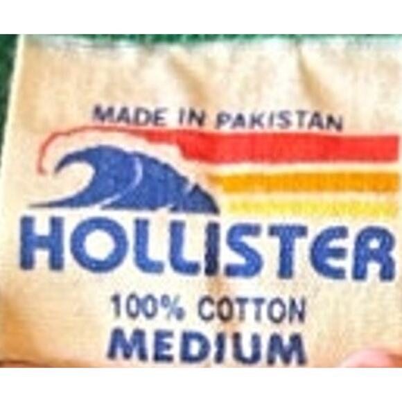 ⭐️ Hollister 100% Cotton Polo Collar Shirt Green White Short Sleeved Kids Medium - Picture 3 of 3